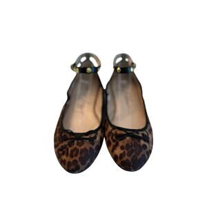 Libby Edelman Ballet Flats 9.5 Leopard Print Black Studded Heel Straps